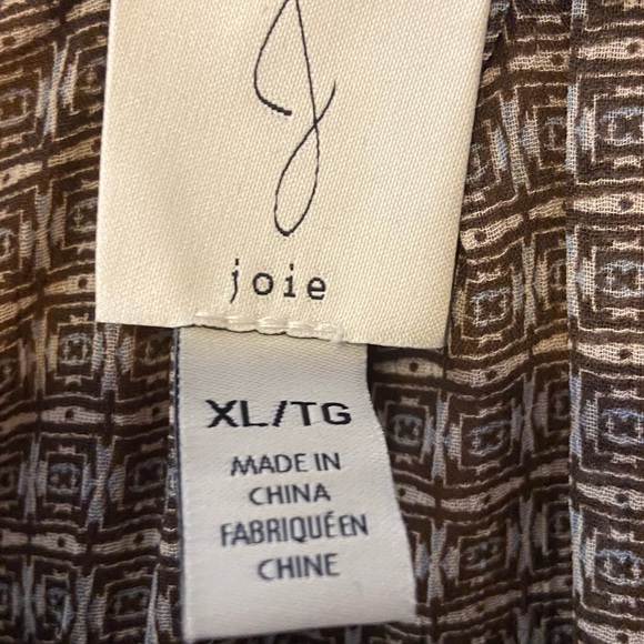 Joie Sheer blouse with ruffle detail Brown and pale blue. XL - Picture 4 of 4